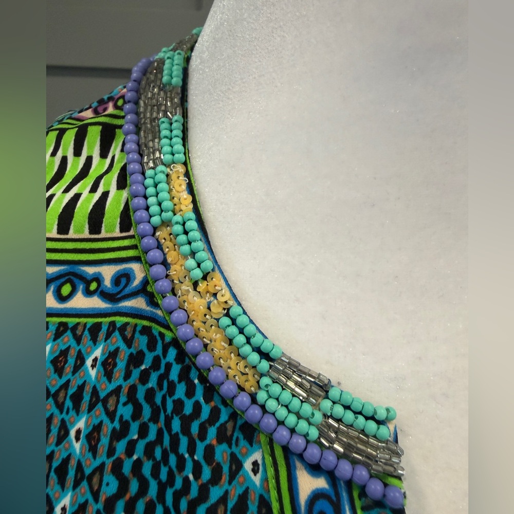 HALE BOB Beaded shirt dress multi-colored size small - Picture 4 of 12